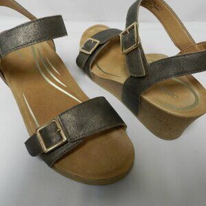 Aetrex Orthodic Leather Comfort cork wedge sandals Lexa bronze NEW Size Sz 9